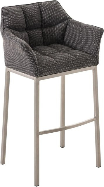 DELUKE Barhocker GIBEL Stoff Titangrau Silber mit Lehne B: 64 cm, T: 48 cm, H: 110 cm - Bild 1