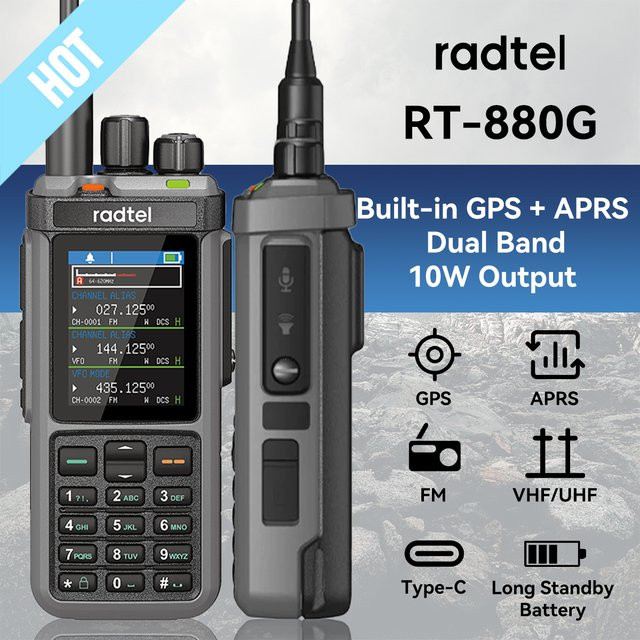 Radtel RT-880G Amateurfunk Funkgerät mit GPS und 1024 Kanälen in Schwarz - Bild 1