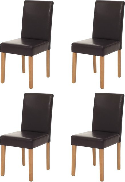 MCW Esszimmerstuhl Littau 4er-Set aus Leder in Braun mit hellen Beinen - Bild 1