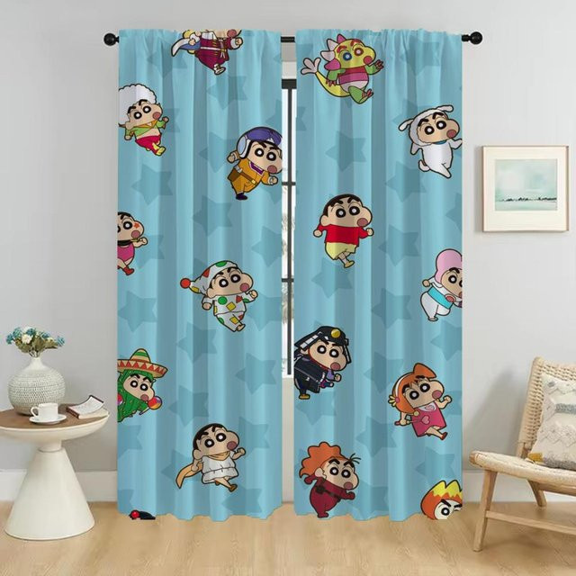 Modernes Tüll-Fenstervorhang Set mit Buntstift-Motiv von Household supplies MH, 2 Paneele, Mehrfarbig, Breite: 50 cm, Höhe: 70 cm - Bild 1