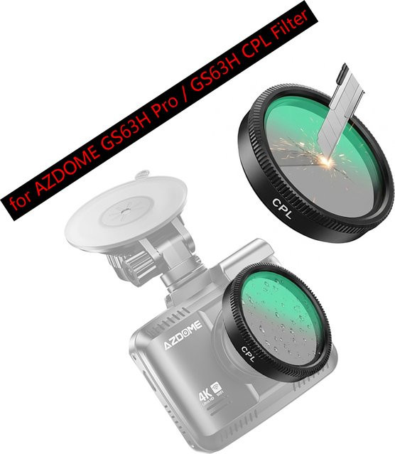 AZDOME GS63H Pro HD CPL Filter in Schwarz für Blendschutz und Staubschutz des HD-Objektivs - Bild 1