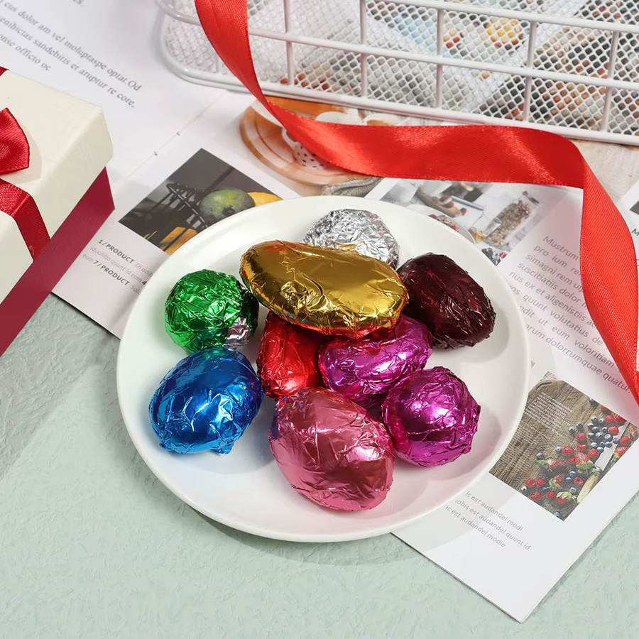 100 Stück Goldene Aluminiumfolie für Süßigkeiten, Schokolade und Kekse als DIY Metall Prägung Geschenkpapier Verpackung - Bild 2