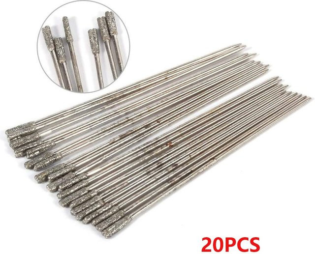20 Stück VIBRATITE Diamant Beschichtete Lapidar Bohrer Bits in Silber, Durchmesser: 1 mm - Bild 1