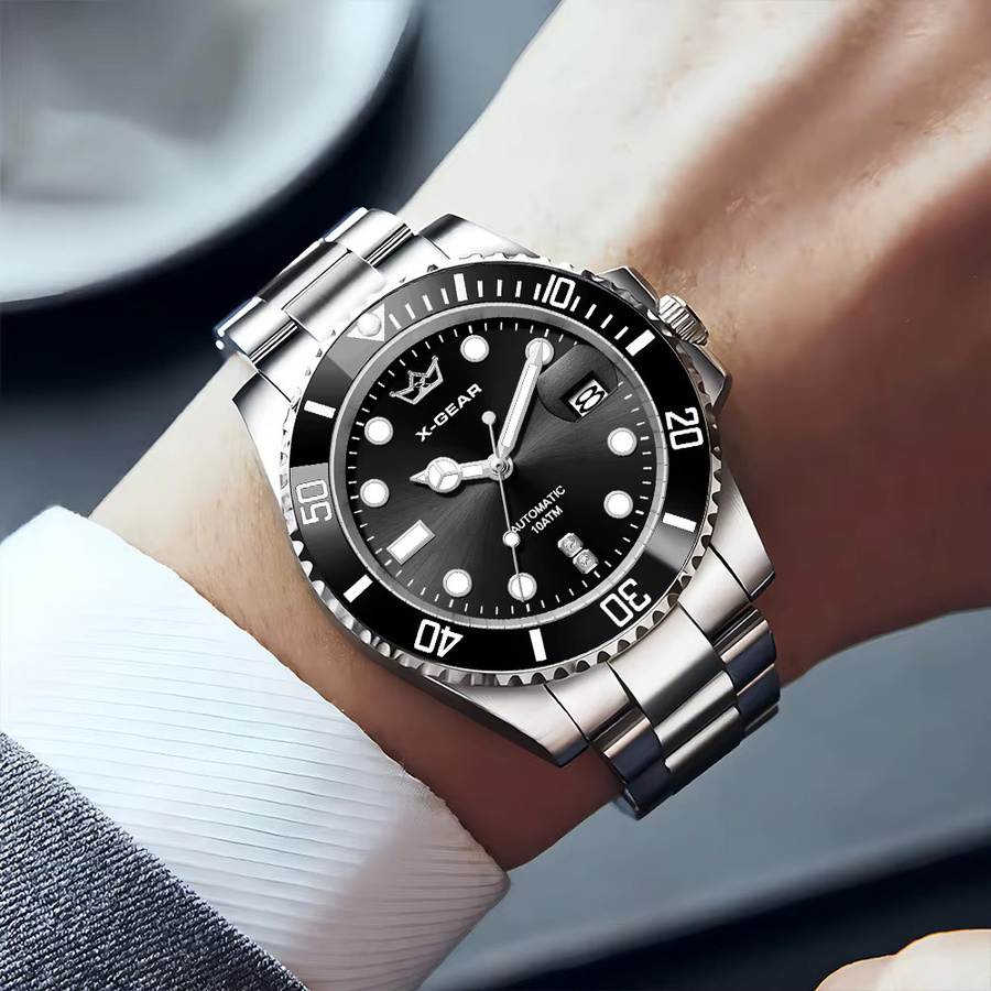 X-GEAR Armbanduhr, Edelstahl, Schwarz, Herren, Analoguhr, Datum - Bild 2