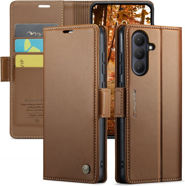 Luxus Magnetische Karten Wallet Flip Hülle mit Kickstand für Samsung S26 Ultra S25 Plus S24 S23 A36 A56 A17 A07 Business Pocket Cover in Blau und Braun - Bild 1