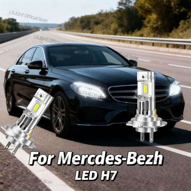 LSLIGHT LED H7 Scheinwerferlampen Set 30000LM in Silber für Mercedes-Benz W169 W176 W204 W205 A209 C209 C207 W246 W211 X164 X166 W166 W251 R171 W221, 2 Stück - Bild 1