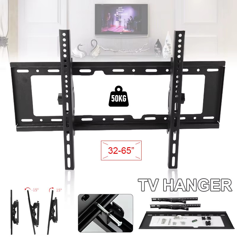 Universelle TV-Wandhalterung für 32-65 Zoll LCD-LED-Monitore, verstellbare flache Wandhalterung in Schwarz - Bild 2
