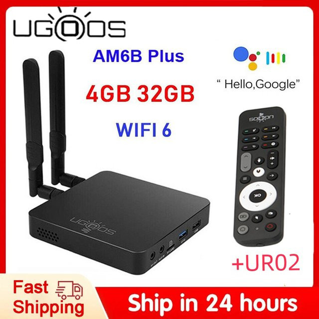 Ugoos AM6B Plus Android TV Box mit Amlogic S922X-J 2,2 GHz, 4 GB RAM, 32 GB ROM, WIFI6 und 4K UHD Media Player in Schwarz - Bild 1