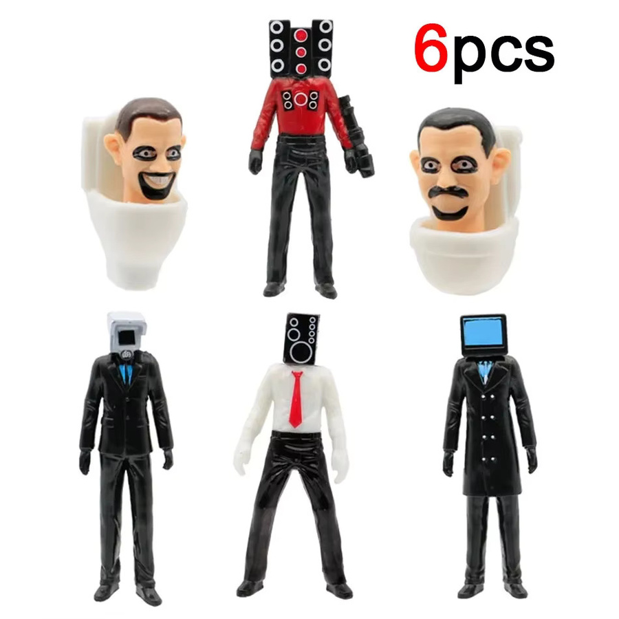 Bandai Skibidi Toilet Man Figuren, Bausteine Modell Spielzeug, 6-teiliges Set - Bild 2