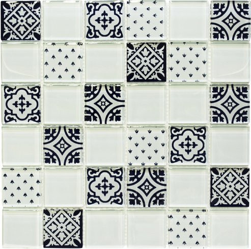 HuH Mosaik Glasfliese Retro in Weiss als Wandbelag B/B: 30 x 30 cm - Bild 1