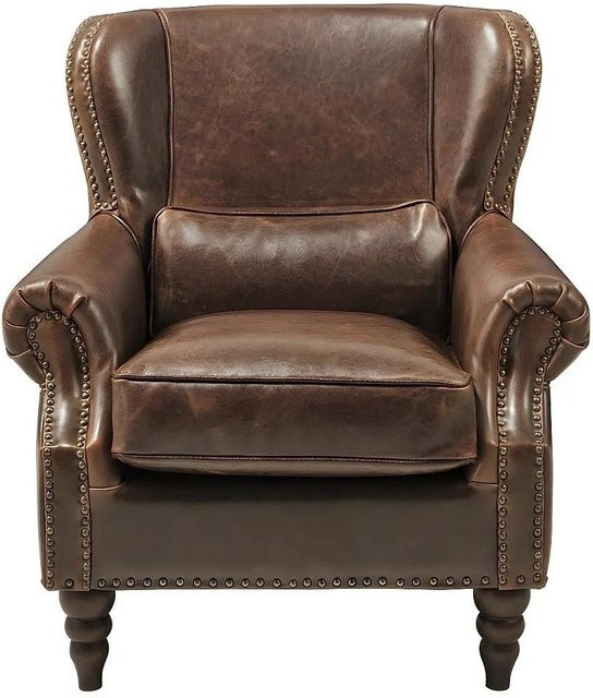 Vente-unique Sessel Edouard in Schokobraun mit gerader Rückenlehne und Rindsleder im Vintage-Look, Breite: 80 cm, Höhe: 90 cm, Tiefe: 85 cm - Bild 1