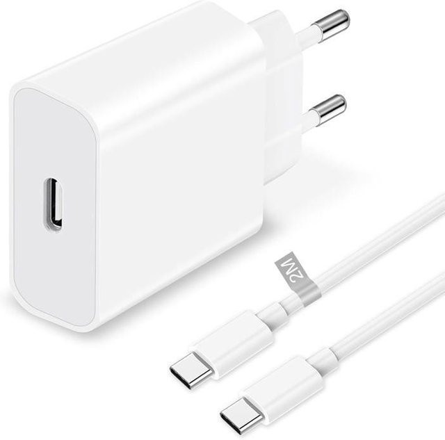 LAROY DUVO USB-C Schnellladegerät 25W mit 2m USB-C-Kabel für iPhone 15, iPhone 15 Pro Max, iPhone 15 Plus und iPad Pro in Weiß - Bild 1