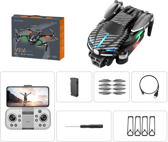 LYZRC V186 Mini-Drohne mit HD Doppelkamera, bürstenlosem Motor, optischem Fluss und Hindernisvermeidung, WIFI FPV Quadcopter in Grau - Bild 1