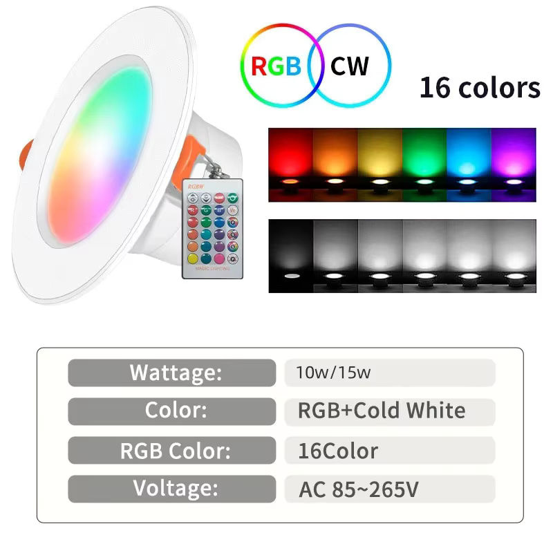 Tuya Bluetooth Smart LED Deckenleuchte Runde Einbaustrahler mit APP-Steuerung, RGBCW Farbwechsel und dimmbarer Funktion, Weiß - Bild 2