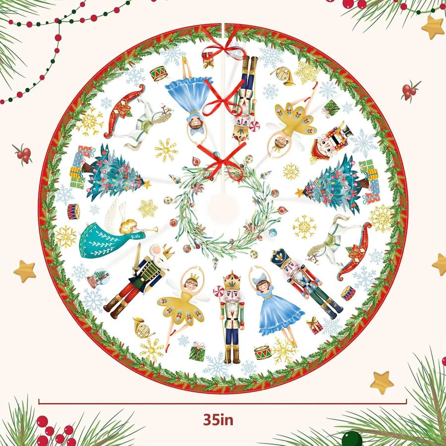 VIKAMA Weihnachtsbaumrock mit Nussknacker-Design für die Innen- und Außendekoration - Bild 4