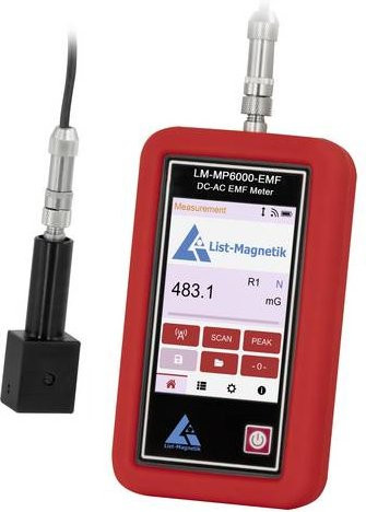 PCE Instruments EMF-Fluxgate-Magnetfeldmessgerät LM-MP6000-EMF in Rot für AC und DC Messungen von 0 bis 0,4 mT und 0 bis 4G mit einer Feldstärke von 0 bis 300 A/m - Bild 1