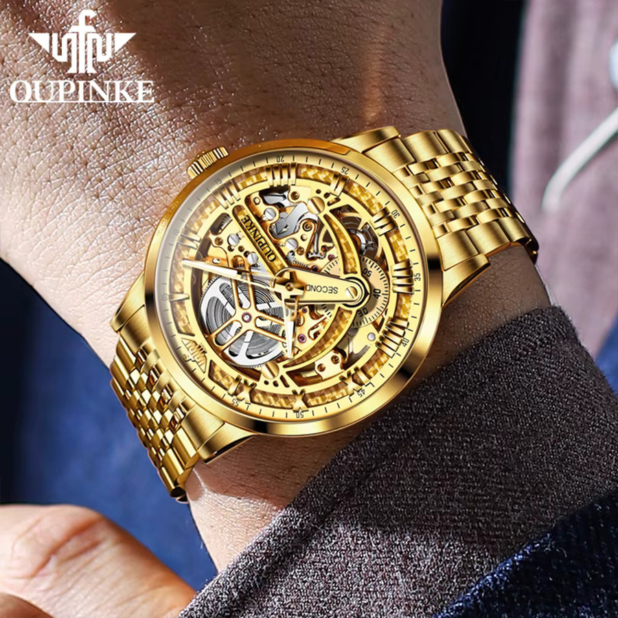 OUPINKE Armbanduhr, Automatik, Edelstahl, Gold, Herren - Bild 3