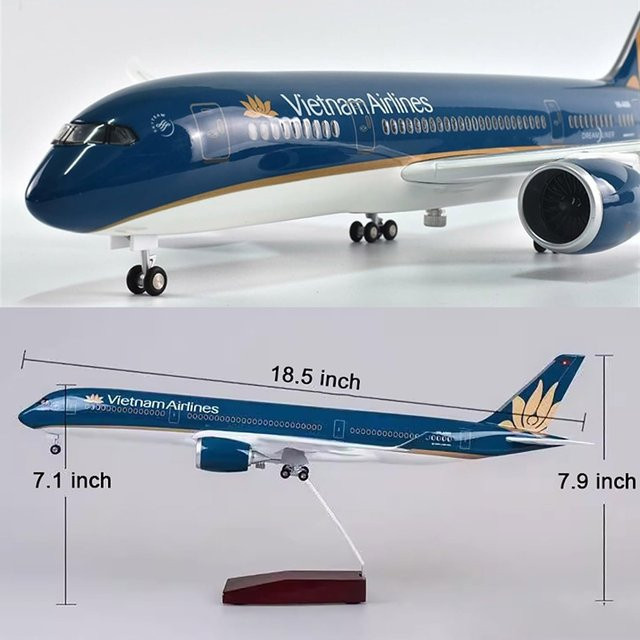 ZOCO Vietnam Airlines A350 Flugzeugmodell im Maßstab 1:142 aus Harz in Blau mit Rädern - Bild 1