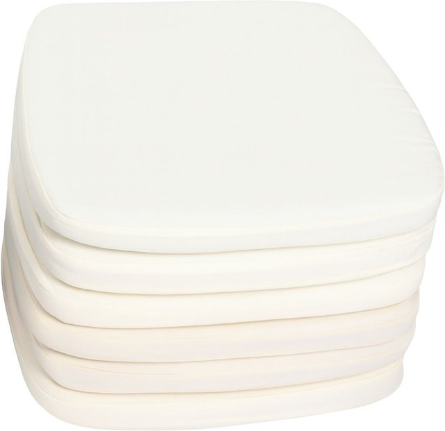 OUTFLEXX 6er-Set Sitzkissen für Stühle, weiß, wasserabweisend und waschbar, B/T/H: 50 x 46,5 x 6 cm - Bild 1