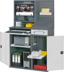 STIER Computerschrank Premium fahrbar aus Stahl mit Pulverbeschichtung, B/T/H: 110,0 x 52,0 x 189,5 cm - Bild 1