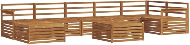 vidaXL Sofagarnitur 8-teilig aus Massivholz Akazie in Braun mit Tisch und Ecksofa im L-Shape Design - Bild 1
