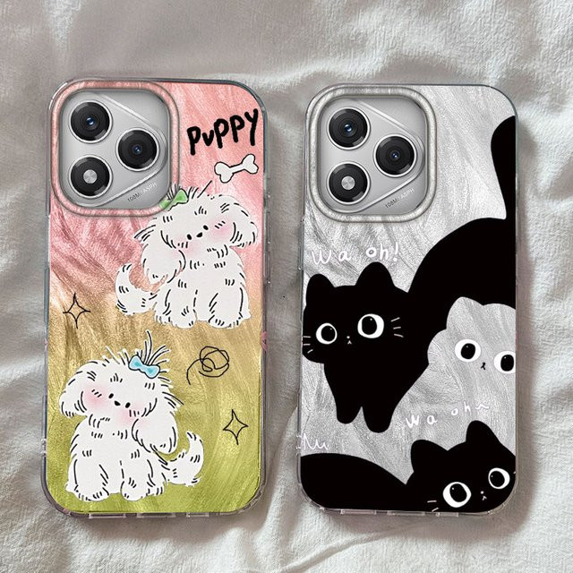 Niedrige Welpen Telefonhülle mit Farbverlauf für Honor Modelle in Black Cat Design, mehrfarbig - Bild 1