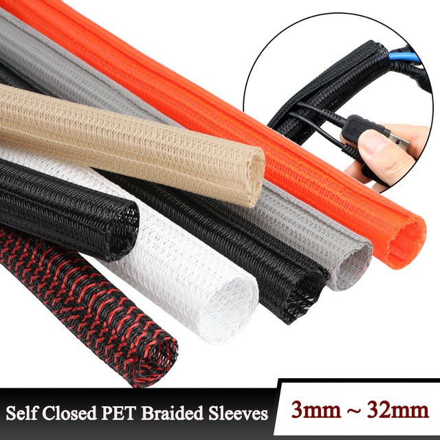 Selbstschließende PET Kabelhülse in Orange, geflochtener Kabelorganizer zur Leitungsorganisation, Durchmesser: 3 mm bis 32 mm - Bild 1