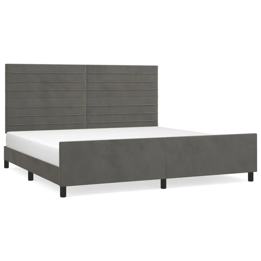 vidaXL Bettgestell mit Kopfteil aus Samt in Dunkelgrau, B/T/H: 200 x 118 x 206 cm - Bild 2