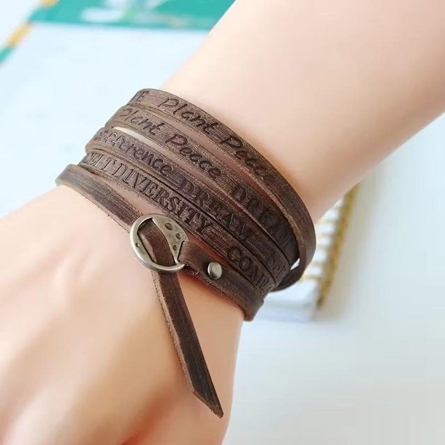 YIRAN Armband, Leder, geflochten, Schwarz, Unisex, Vintage - Bild 1