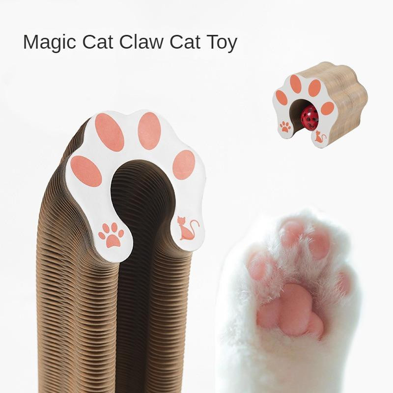 Magic Organ Katzenspielzeug Yiran Furniture rundes gewelltes Katzenkratzbrett aus Kiefernholz und Wellpappe in Braun - Bild 4