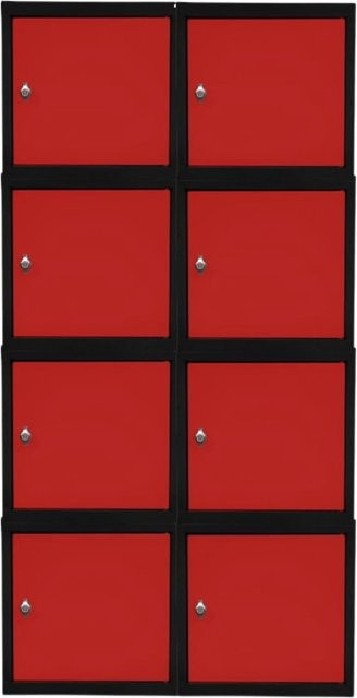 PROREGAL Blocky Schließfachwürfel Set mit 8 Einheiten und Drehriegelschloss für Vorhängeschlösser, Farbe: Anthrazit/Verkehrsrot, B/T/H: 40 x 40 x 40 cm - Bild 1