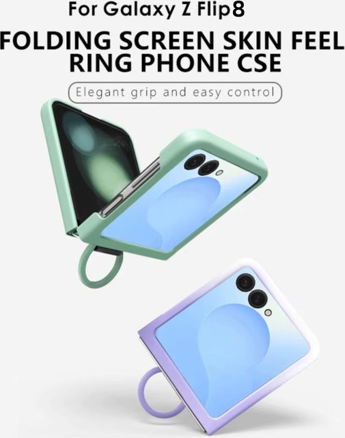 Stoßfeste Silikon-Handyhülle mit Fingerring für Samsung Galaxy Z Flip 8 in Candy-Farben - Bild 1