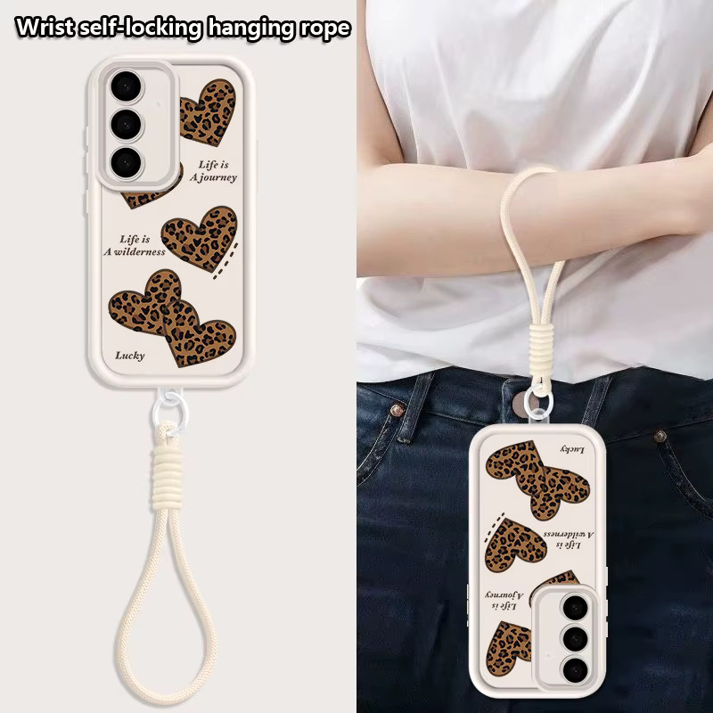 Samsung Handyhülle mit Lanyard und Leopardenmuster-Herzen in Blau für Galaxy S26 S25 S24 S23 S22 Ultra FE A57 A56 A55 A37 A26 A16 - Bild 3