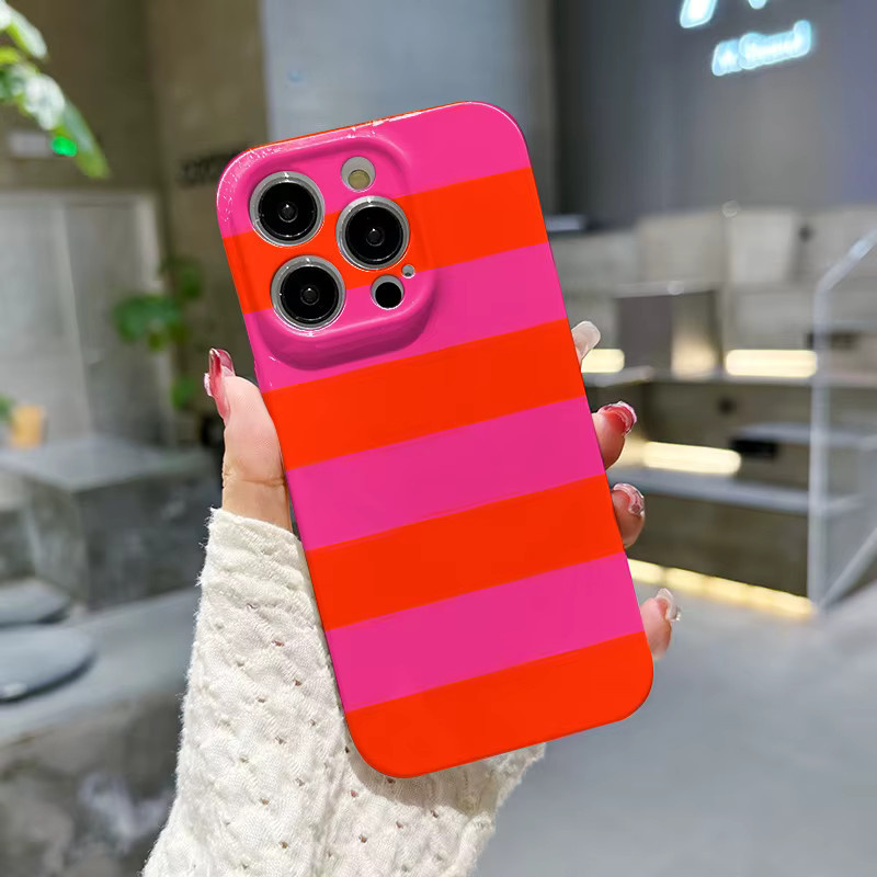 Glänzende Hartschalen-Handyhülle aus PC für Xiaomi Redmi Note Pro Plus Max 4G 5G in Rot-Rosa Gestreift - Bild 2