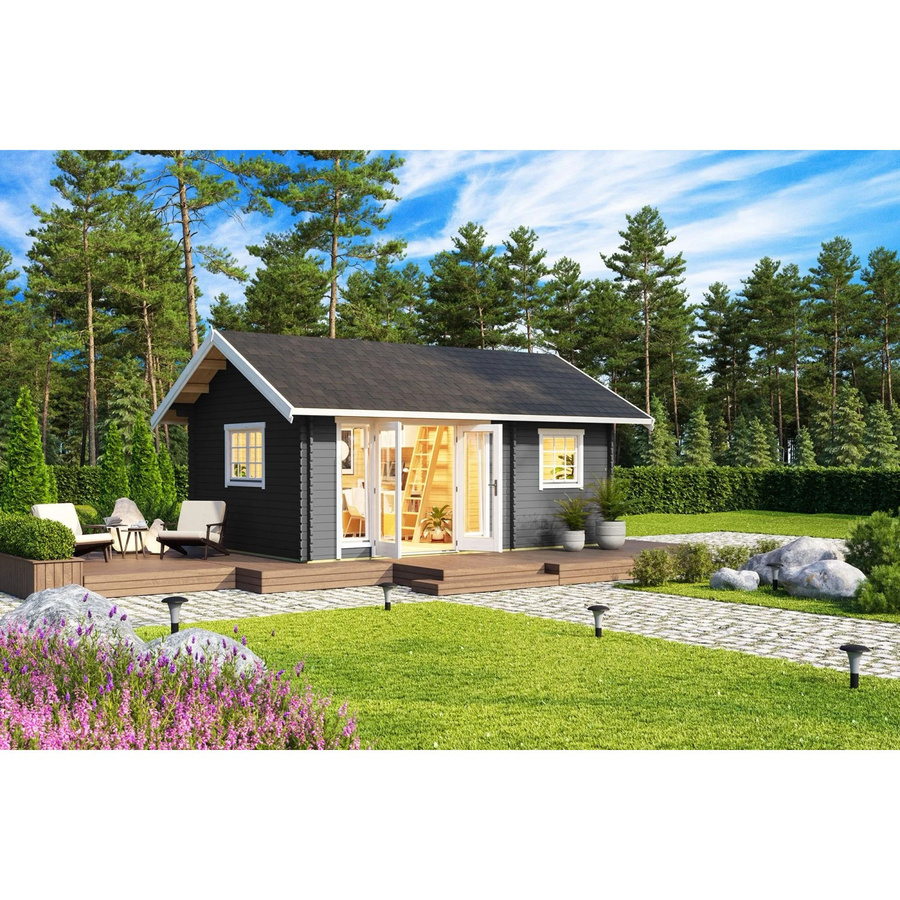 Lasita Gartenhaus Caroline Maja in Carbongrau mit Satteldach B/H/T: 675 x 330,6 x 489,9 cm - Bild 2