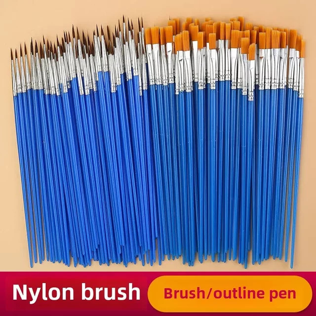 Jowoart 100er Set Nylon Malpinsel für Kinder zum Malen und Zeichnen in Blau - Bild 1