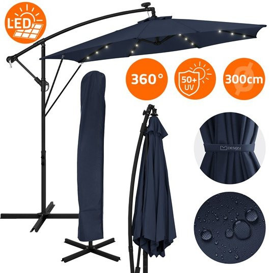 ML-Design Ampelschirm Navy Blau mit LED-Solar, 360 Grad drehbar, Durchmesser: 300 cm - Bild 1