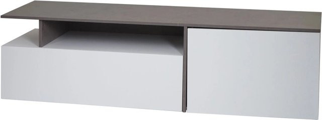 MCW TV-Rack L34 Lowboard in Beton-Optik Weiß und Grau aus Pappelholz, B/T/H: 161 x 45 x 40 cm - Bild 2