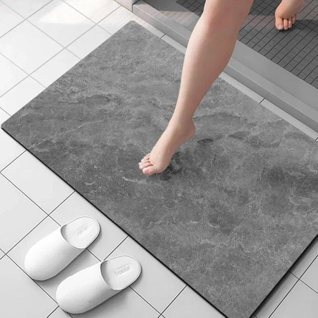 Superabsorbierende Kieselgurmatte Karpetti in Grau, rutschfester Badeteppich für das Badezimmer, B/T: 30 x 40 cm - Bild 1