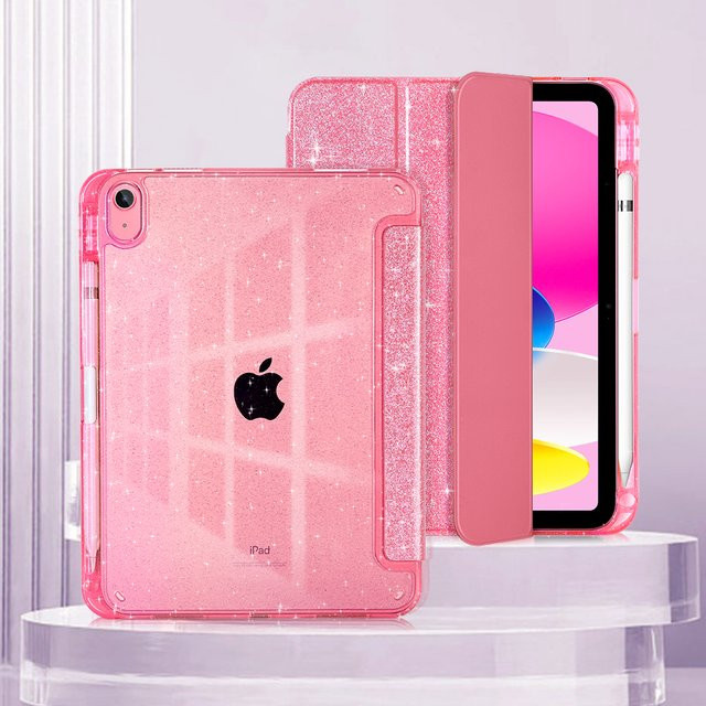 Glitzernde Tablet-Hülle für Apple iPad Air 11 M3 M2 und iPad Pro 11 M4 M5 mit Stifthalter und Smart Cover in Pink - Bild 1