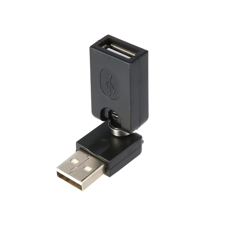 BSN USB 2.0 Verlängerungskabel-Adapter mit 360-Grad-Drehwinkel, USB-A Stecker auf USB-A Buchse, Schwarz - Bild 2