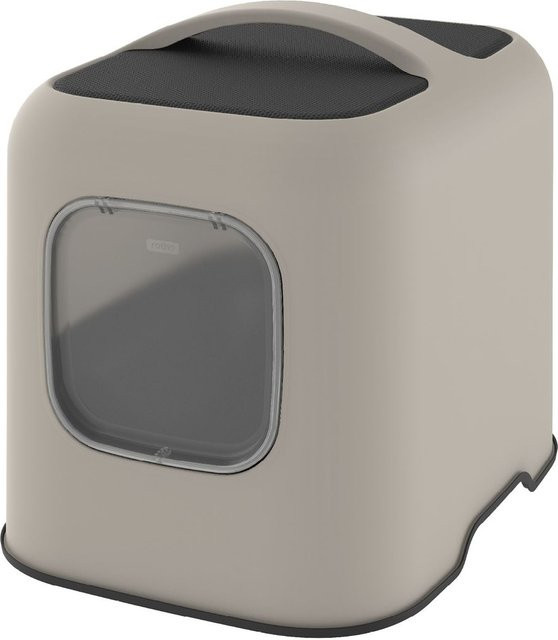 Rotho Biala Katzentoilette mit Haube und Schaufel aus recyceltem Kunststoff, Cappuccino/Anthrazit, B/T/H: 44,3 x 39,5 x 51 cm - Bild 1