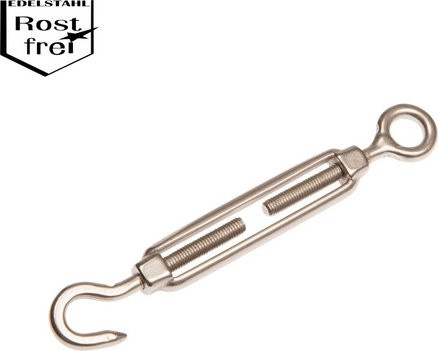 CONACORD Spannschloss aus rostfreiem V4A-Stahl in Silber für Seile bis 8 mm Durchmesser, Länge: 120 mm - Bild 1