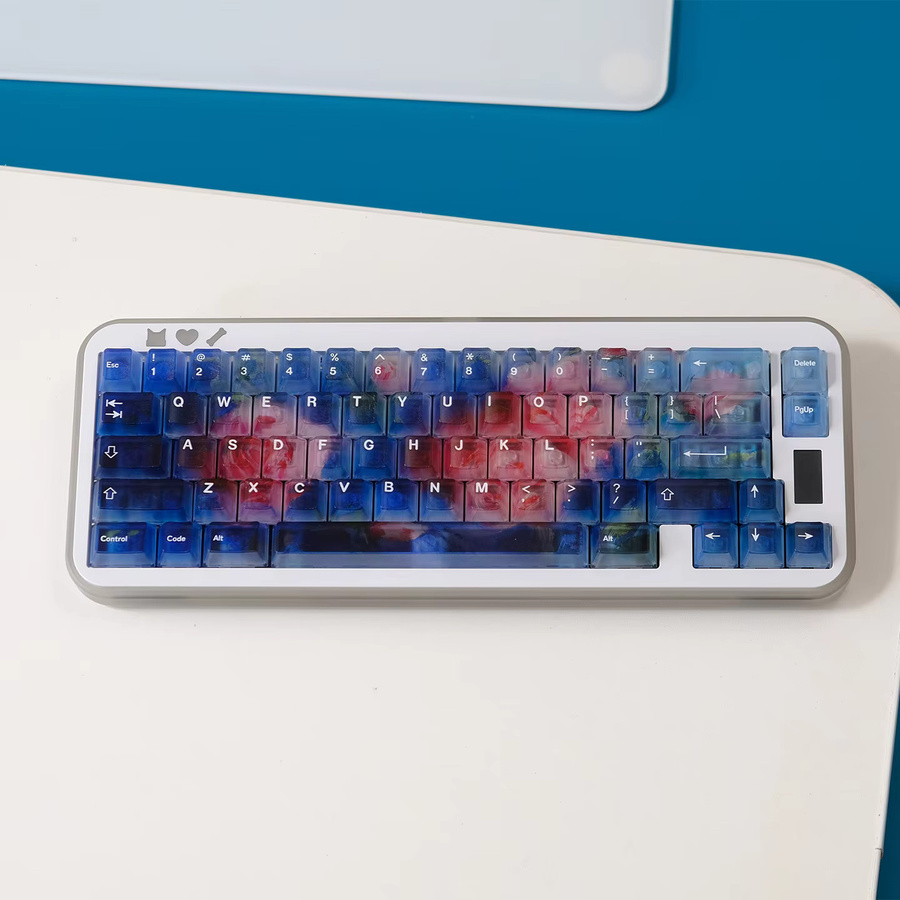 Venit Keys PC-Tastenkappen mit Rosenmotiv, 122 Tasten, matt-transparent, Cherry-Profil für mechanische MX Cherry-Tastaturen, Multicolor - Bild 2