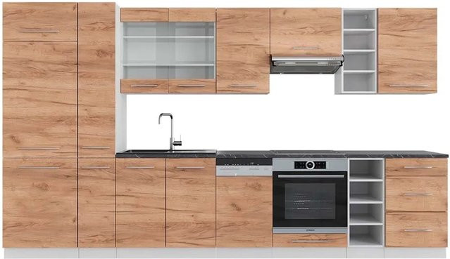 Vicco Fame-Line Küchenzeile Goldkraft Eiche Weiß Anthrazit 355 cm AP - Bild 1