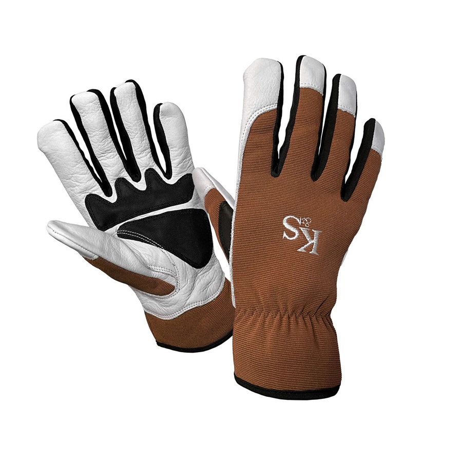 Kent & Stowe Gartenhandschuhe Sure & Fit aus Leder und Spandex in Braun-Weiß, Größe L - Bild 2