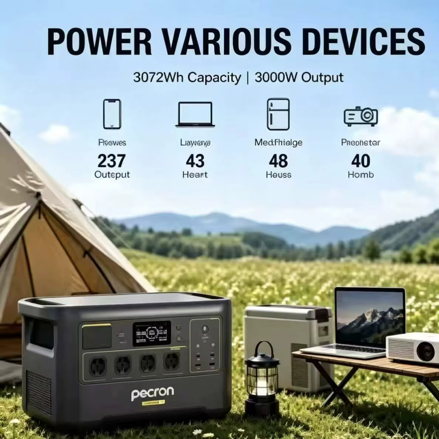 PECRON F3000LFP Tragbare Powerstation mit 3072 Wh Kapazität, 3600 W Leistung und langlebiger LiFePO4-Batterie inklusive 20 ms USV-Funktion - Bild 6