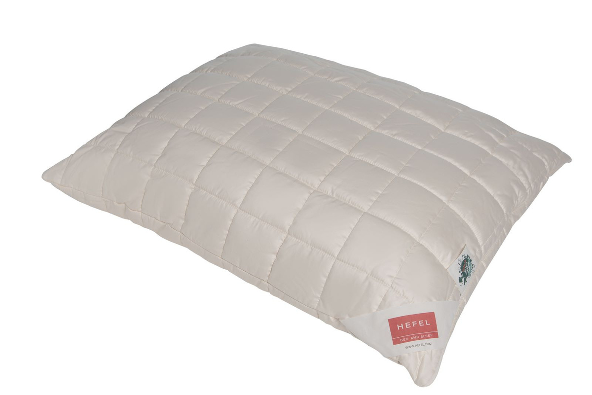 Hefel Bio-Zirben-Kopfkissen mit neuer Wolle und Baumwolle, Beige, B/T/H: 60 x 40 x 1 cm - Bild 1
