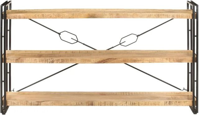 vidaXL Bücherregal aus Mango Massivholz und Stahl in Braun im Industriestil, B/T/H: 140 x 30 x 80 cm - Bild 1
