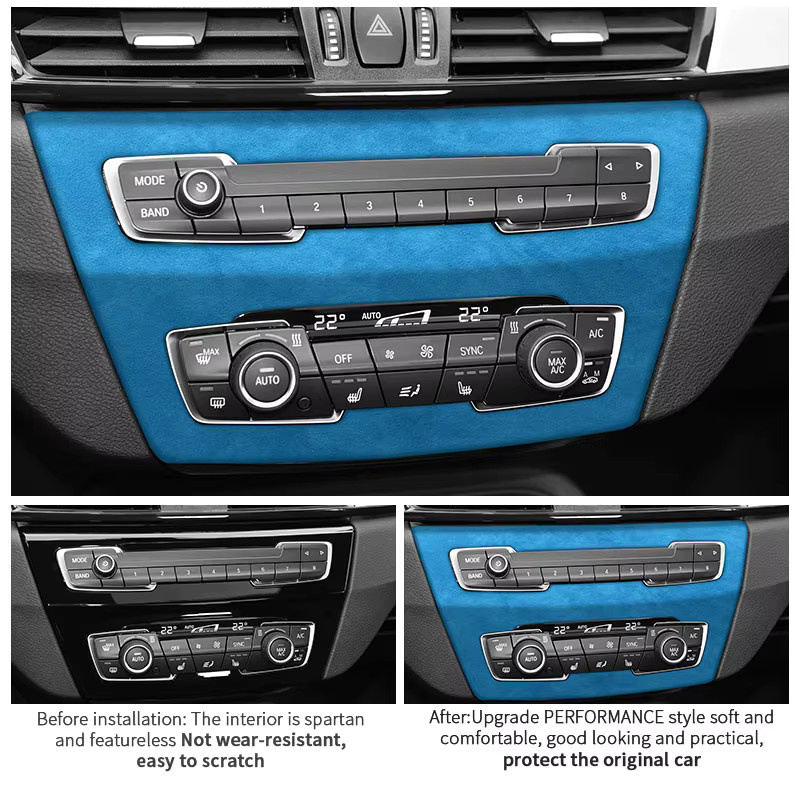 Alcantara CD-Panel Zierleisten Aufkleber für BMW X1 F48 (2016-2022) als Kratzschutz und Tuning-Zubehör für die Innenausstattung - Bild 2
